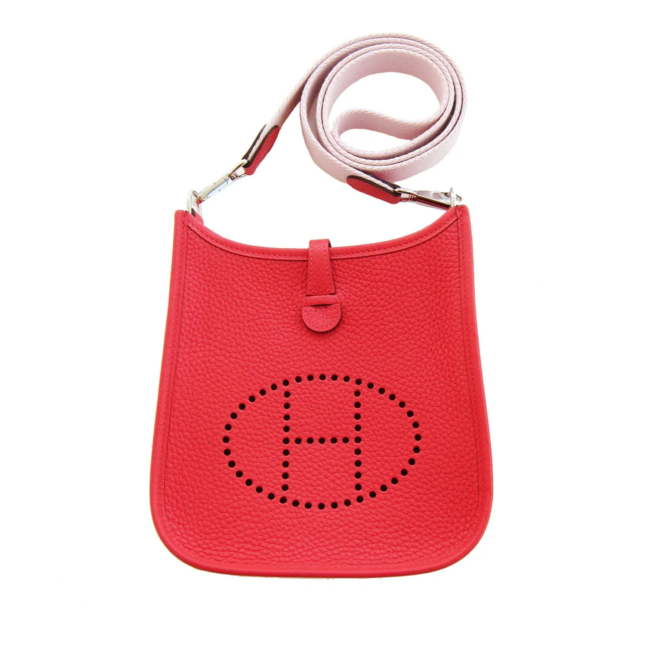 Hermes Rouge Pivoine Evelyne Rose Sakura Canvas Strap TPM