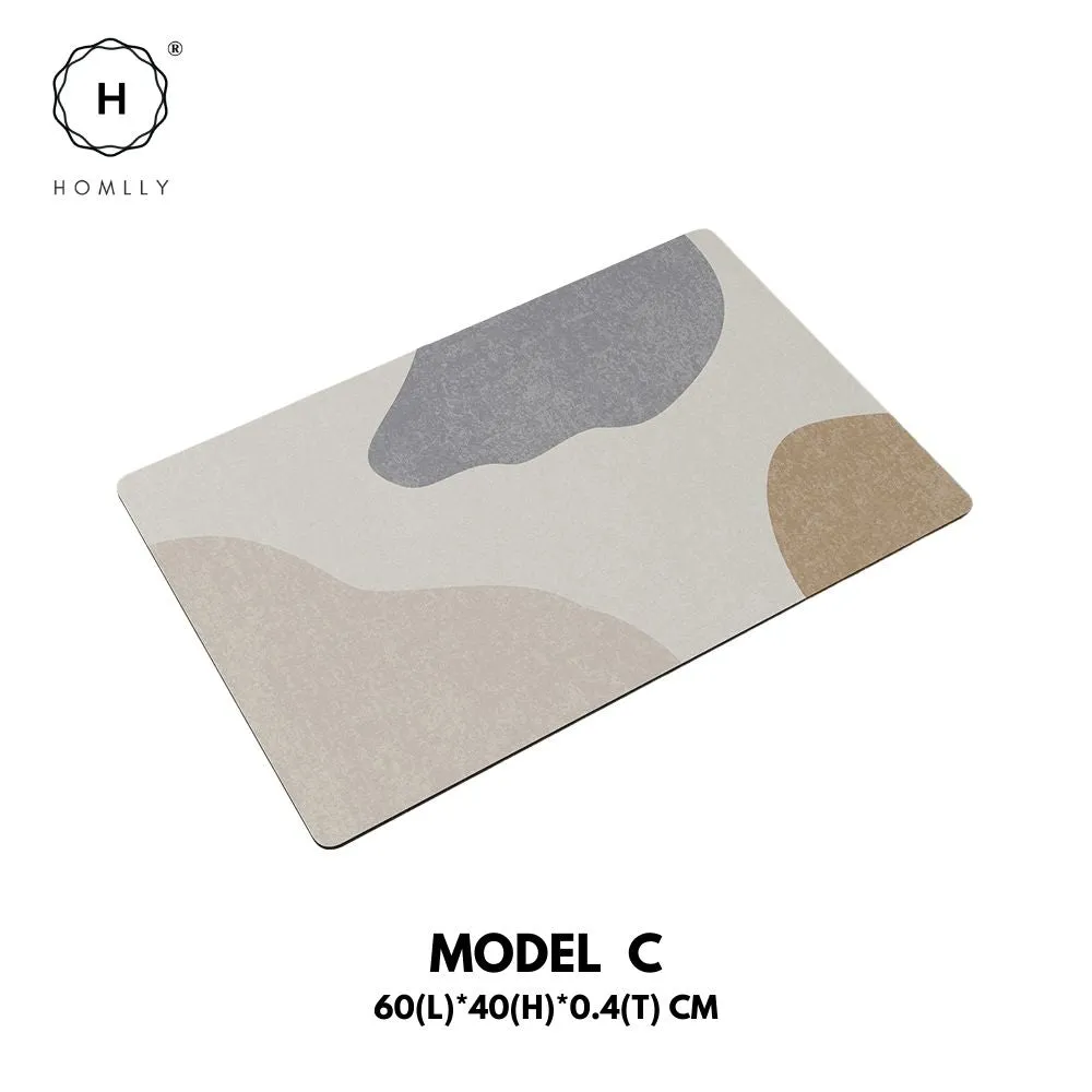 Homlly Poiio Non Slip Super Thin Quick Dry Absorbent Diatomaceous Floor Bath Mat