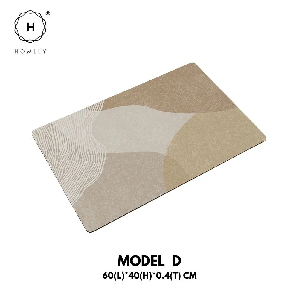 Homlly Poiio Non Slip Super Thin Quick Dry Absorbent Diatomaceous Floor Bath Mat