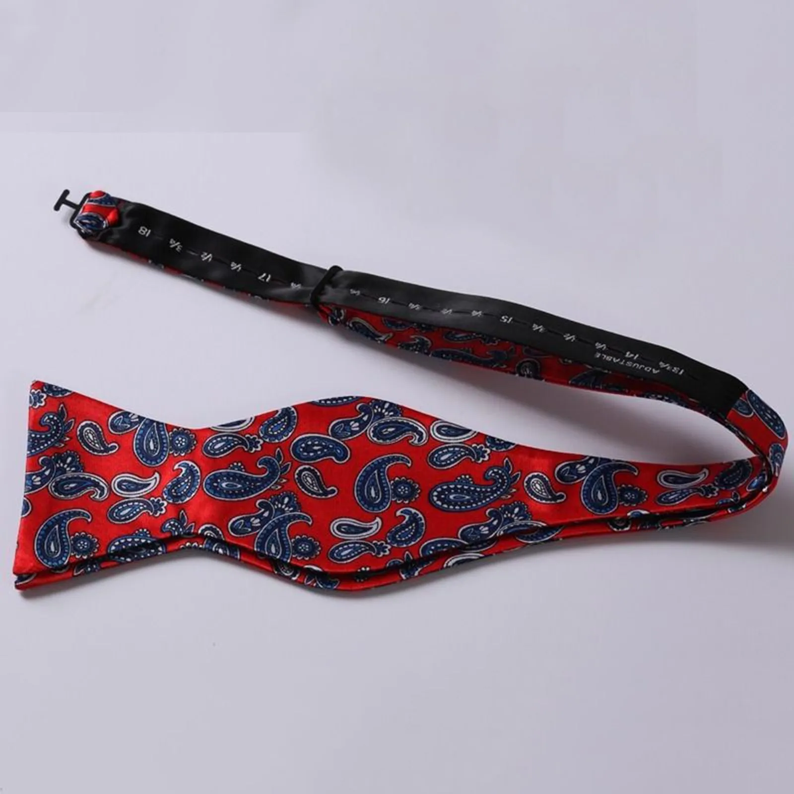 Hot Red Blue Pailsey Mens Silk Self tie Bow Tie with Pocket Squares Set