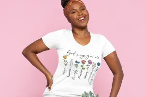 Inspirational Florals: Empowering Words on a Casual T-Shirt