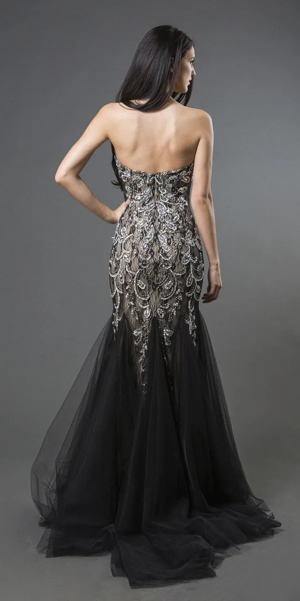 J&J Fashion 107 Beaded Prom Gown Strapless