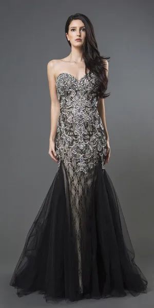 J&J Fashion 107 Beaded Prom Gown Strapless
