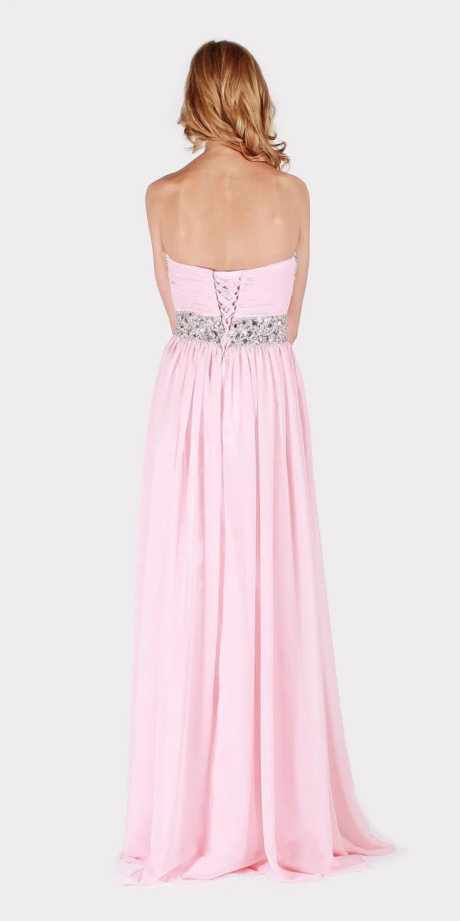 J&J Fashion 1459 Strapless Embellished Long Formal Dress