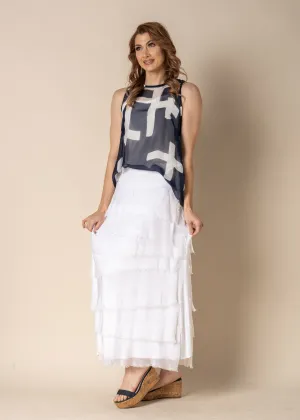 Jasna Silk Top in Navy