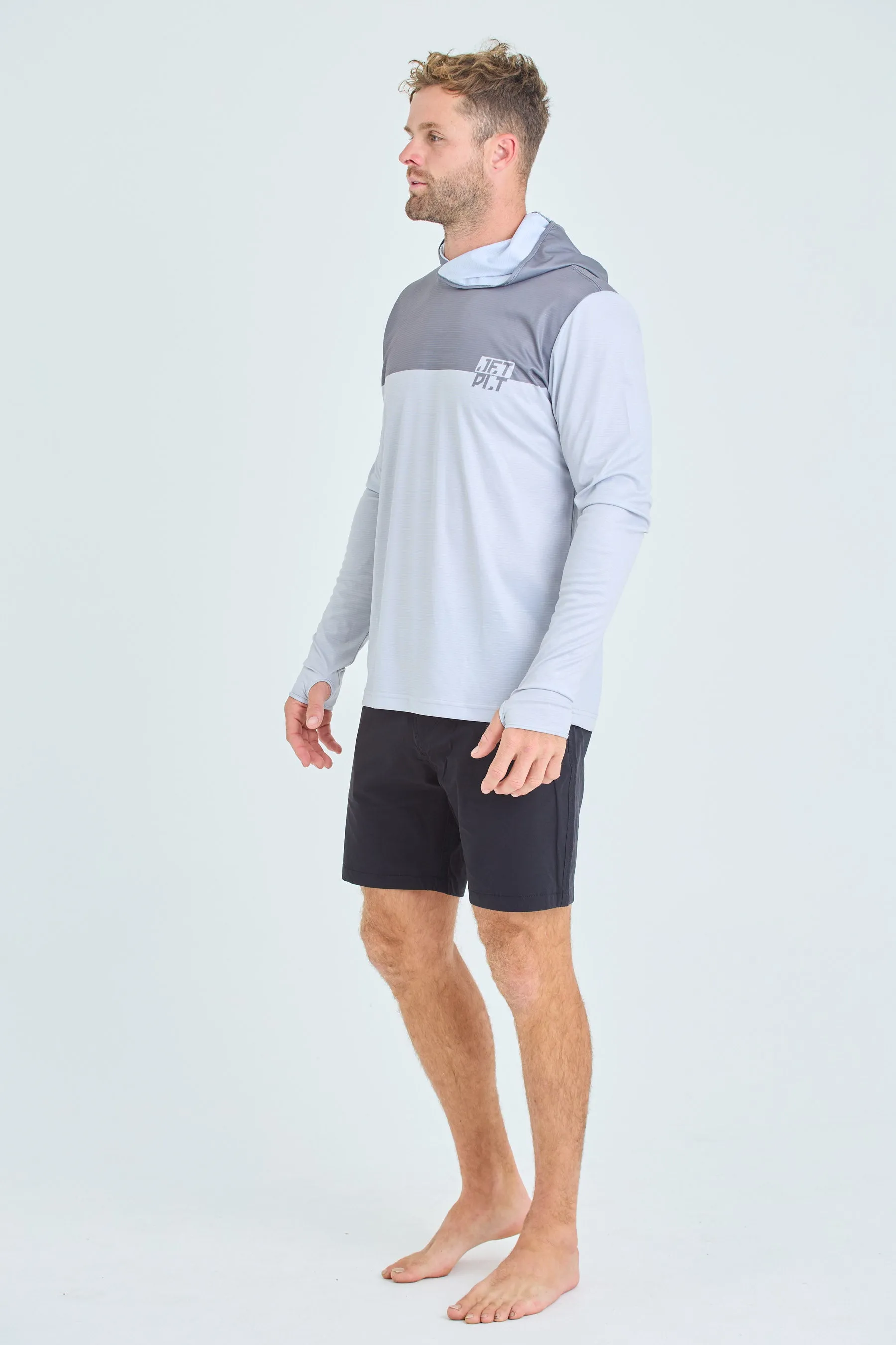 Jetpilot Venture Mens LS Hooded Hydro Tee - Grey