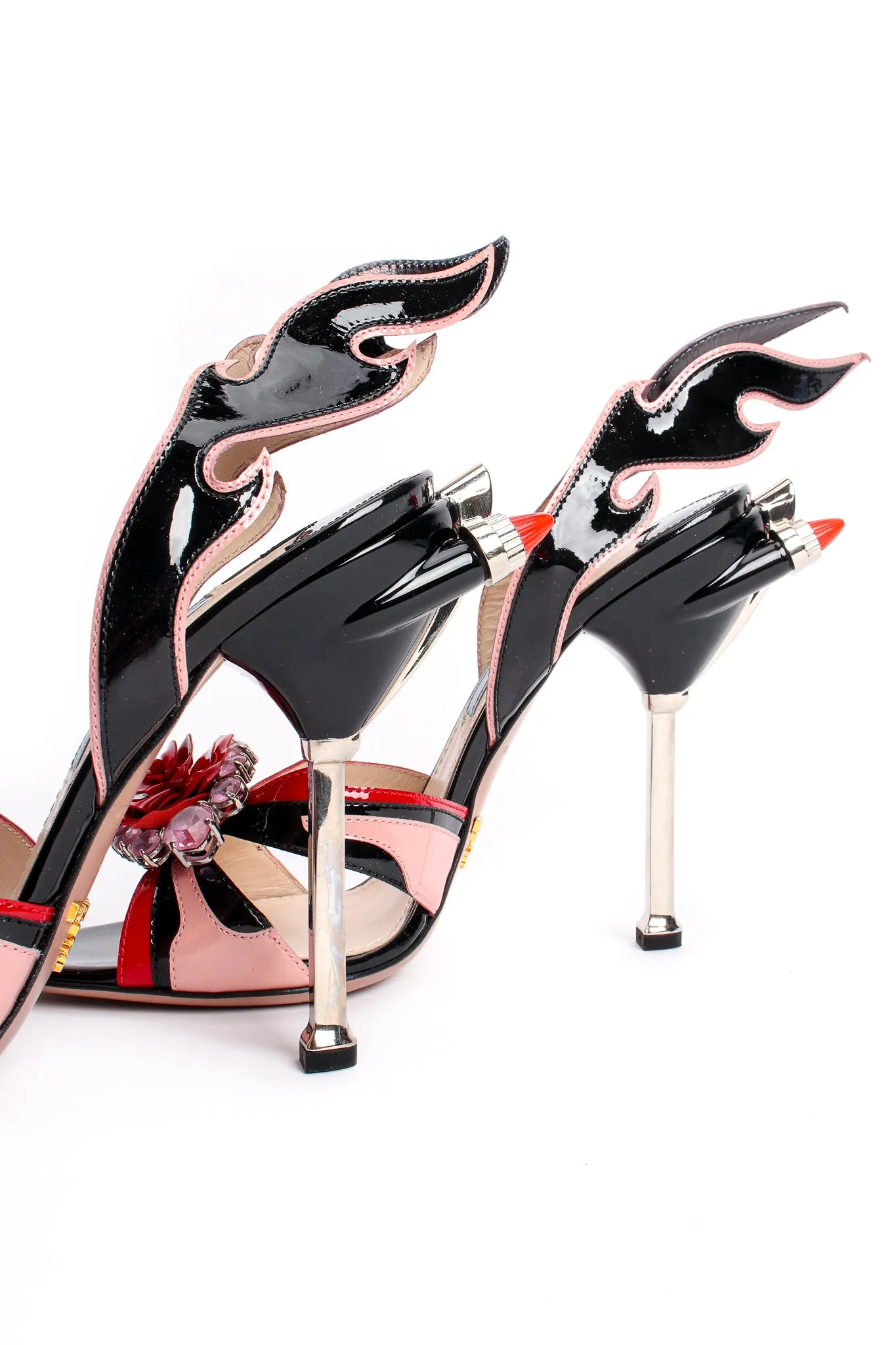 Jeweled Tail Light Flame Sandal