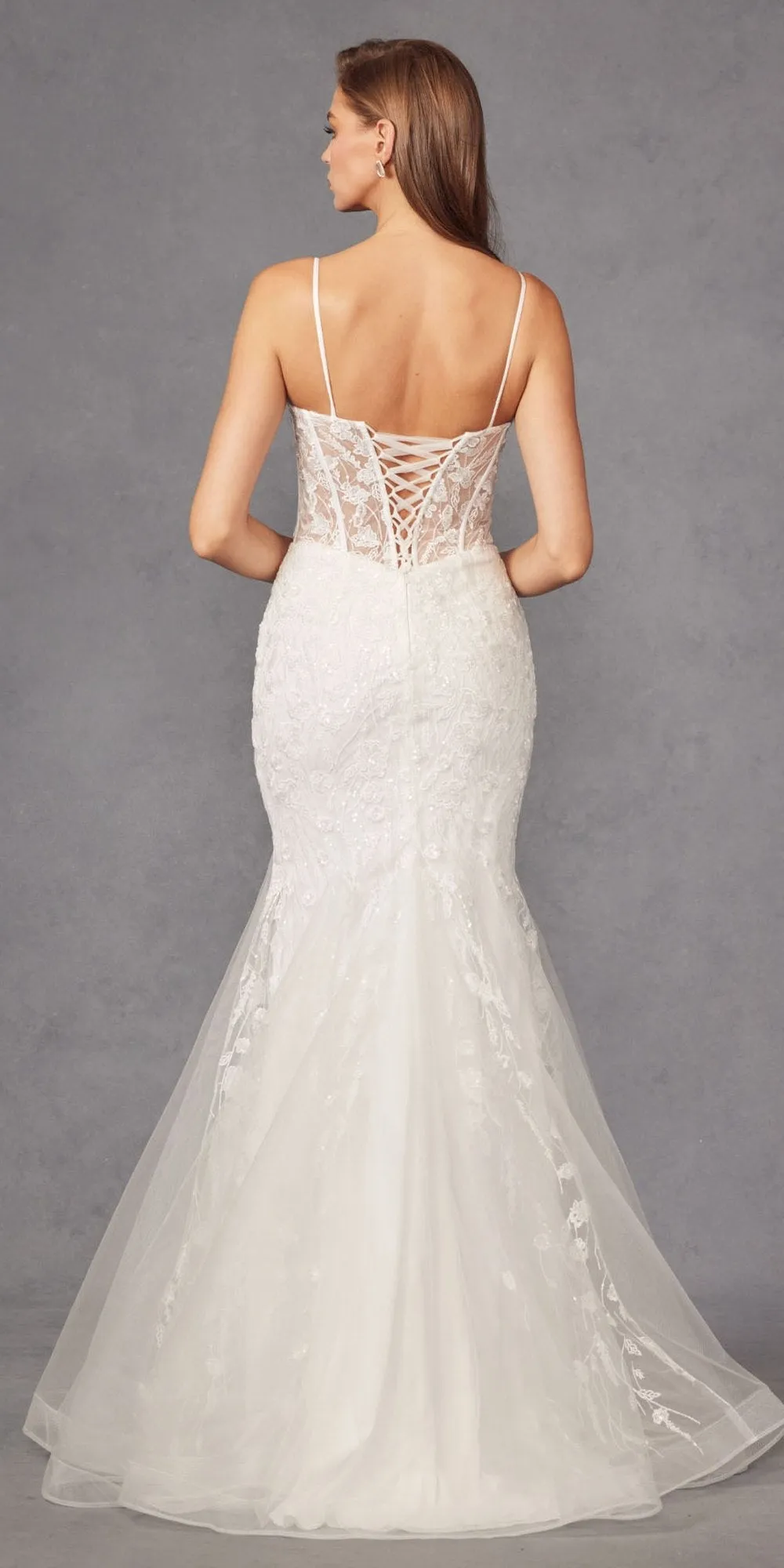 Juliet JT2441SW Long Corset Bodice Embellished Mermaid Wedding Dress