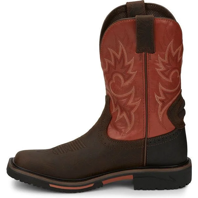 Justin Men's Joist 11" Waterproof Western Work Boot -Brown- SE4944
