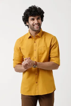 Jute Classic - Mustard Yellow Formal Shirt For Men | Ariser
