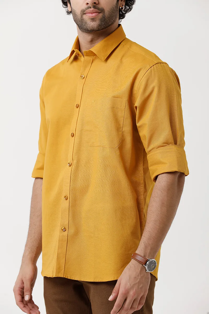 Jute Classic - Mustard Yellow Formal Shirt For Men | Ariser