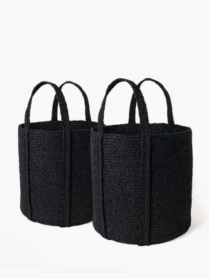 Kata Basket With Handle - Black (Set Of 2)