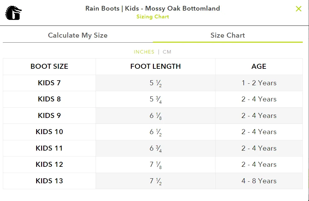 KIDS BOTTOMLAND GATOR WADER BOOTS