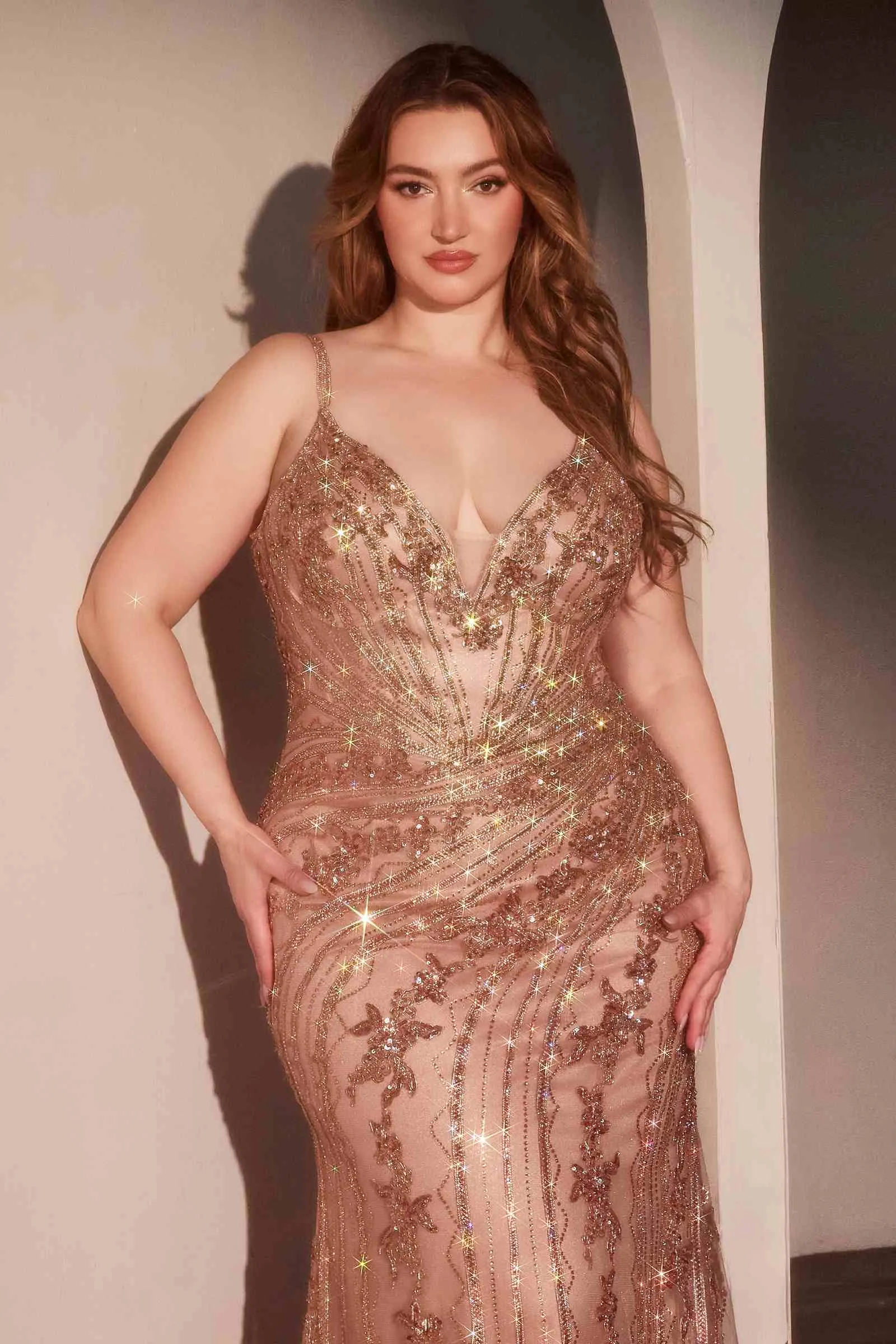 Ladivine CC0389C Dress Lace Embellished Fitted Gown