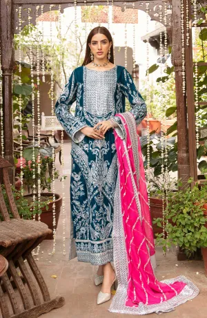 Latest Long Dress Pakistani in Turquoise Shade #PF283