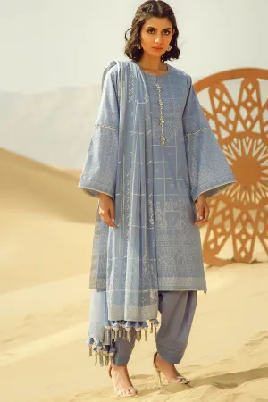 Latest Summer printed Pakistani casual lawn dress in blue color # P2503