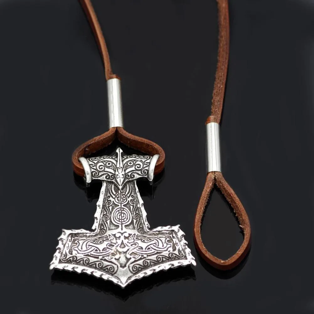 Leather Mjolnir Bracelet