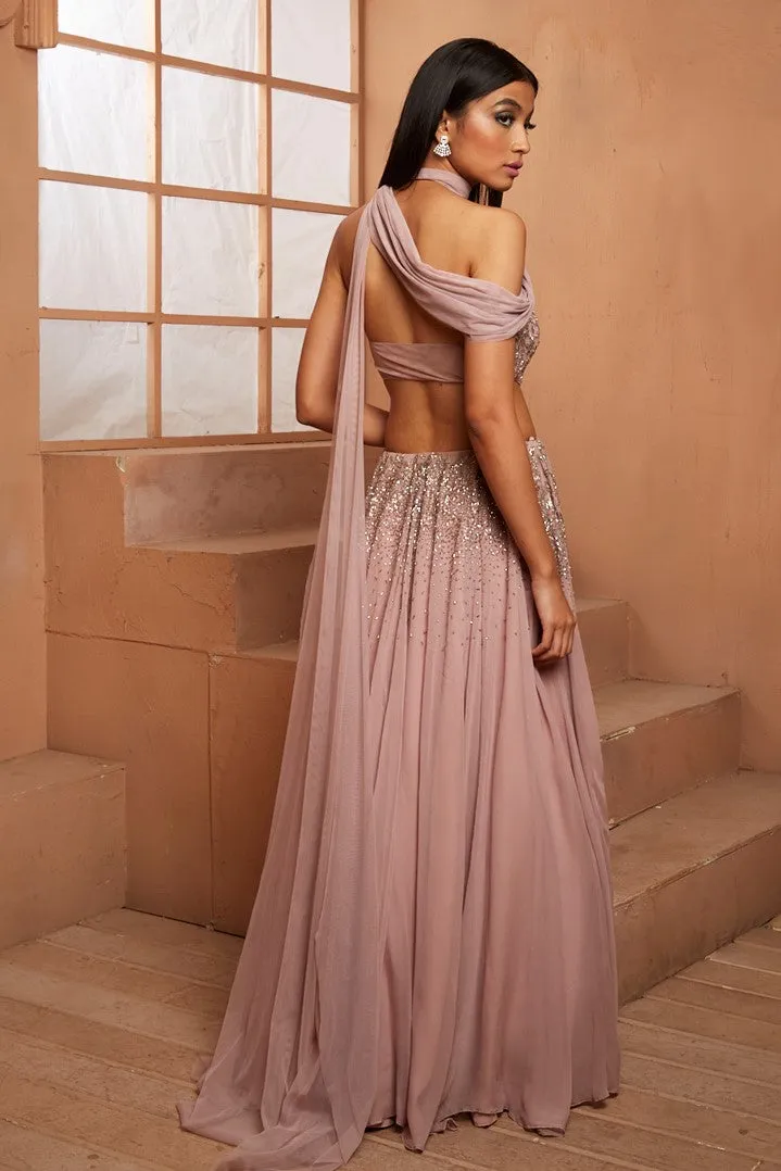 LILAC CUT OUT EMBELLISHED GOWN