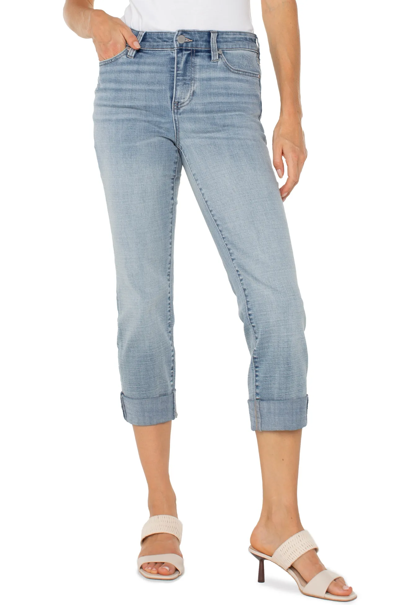 Liverpool Temescal Charlie Crop Wide Rolled Cuff Jean
