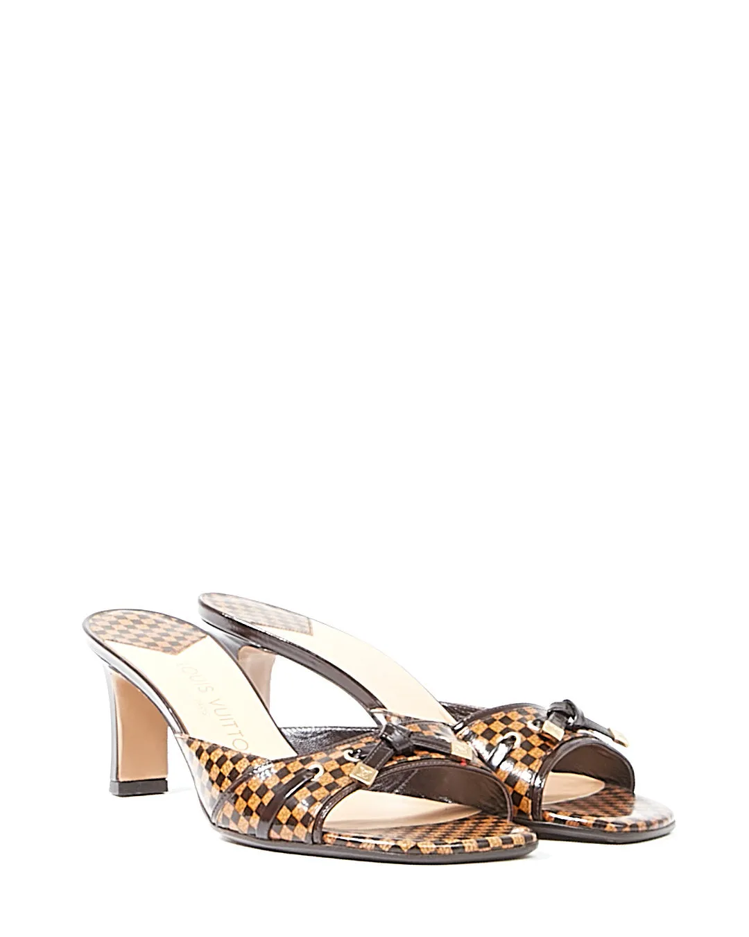 Louis Vuitton Brown Damier Sauvage Patent Mule Heels - 38