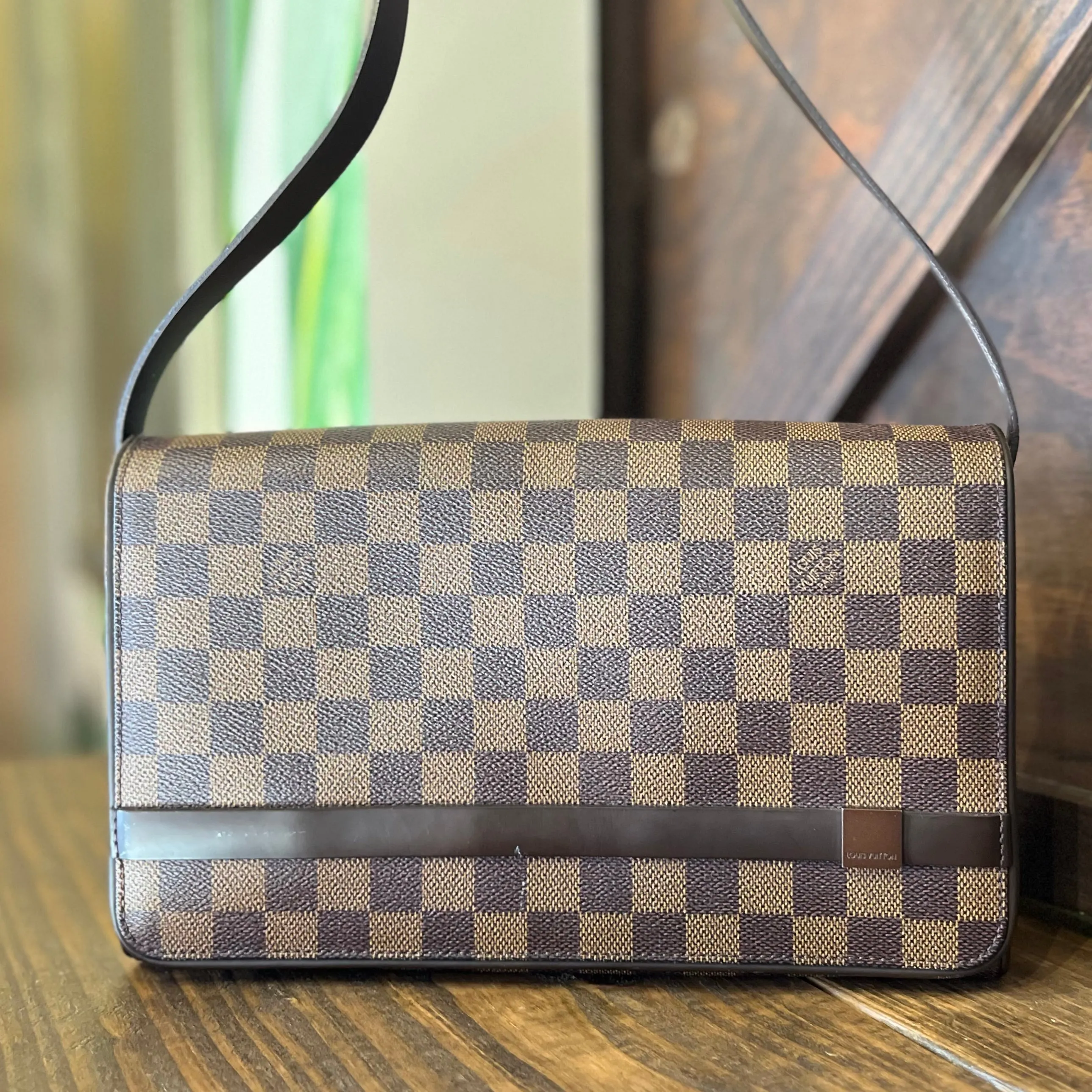 LOUIS VUITTON Long Tribeca Brown Damier Canvas Shoulder Bag