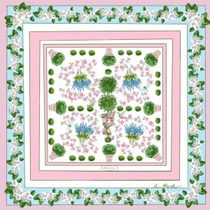 Luxe Silk Twill Scarf- Boxwood Parterre