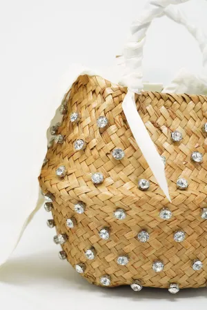 Mabelle Embellished Straw Bag