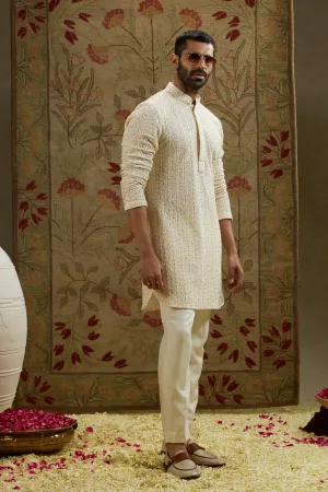MAGNOLIA EMBELLISHED LUCKNOWI KURTA
