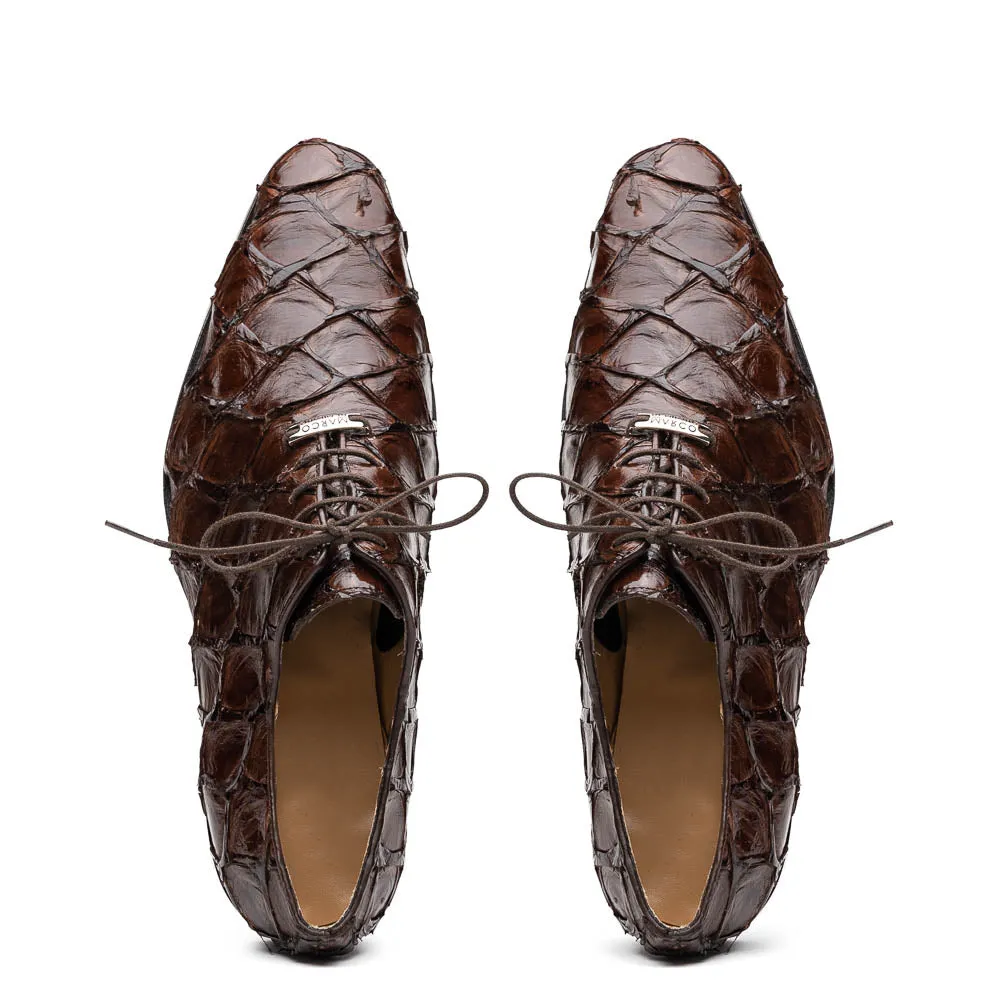 Marco Di Milano Olivieri Brown Pirarucu Dress Shoe Oxfords