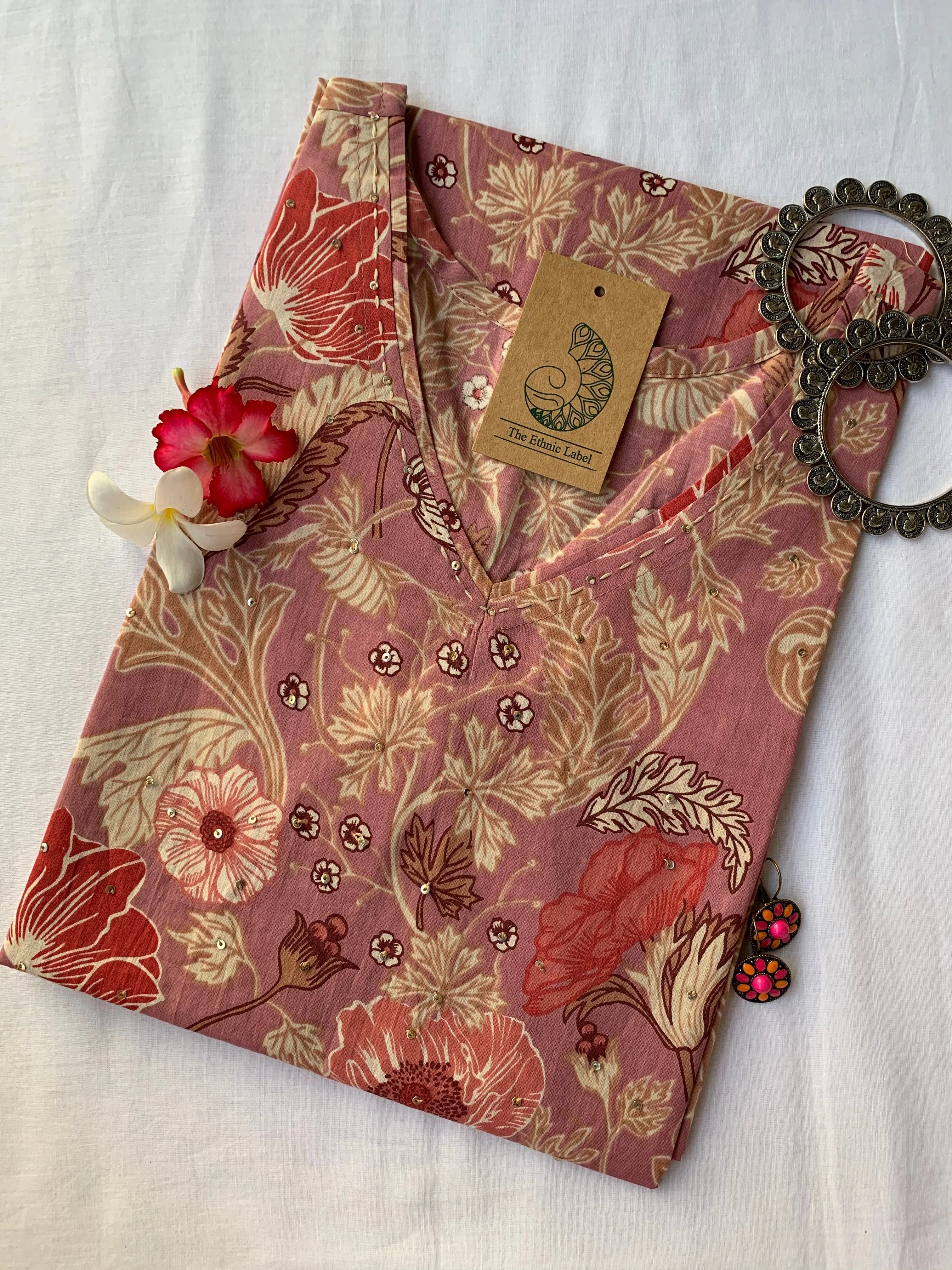 Mauve Floral Jaal Cotton Kurta