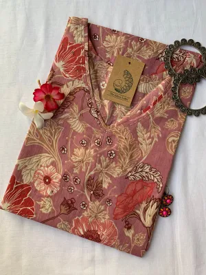 Mauve Floral Jaal Cotton Kurta