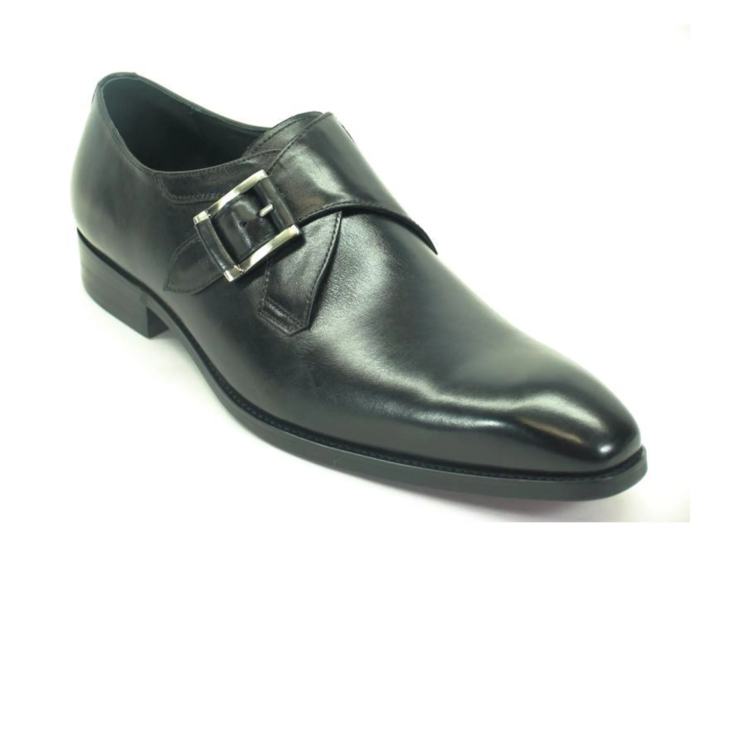 Mens Carrucci Classic Leather Fade Single Buckle Monk Strap Dress Shoe in Cognac