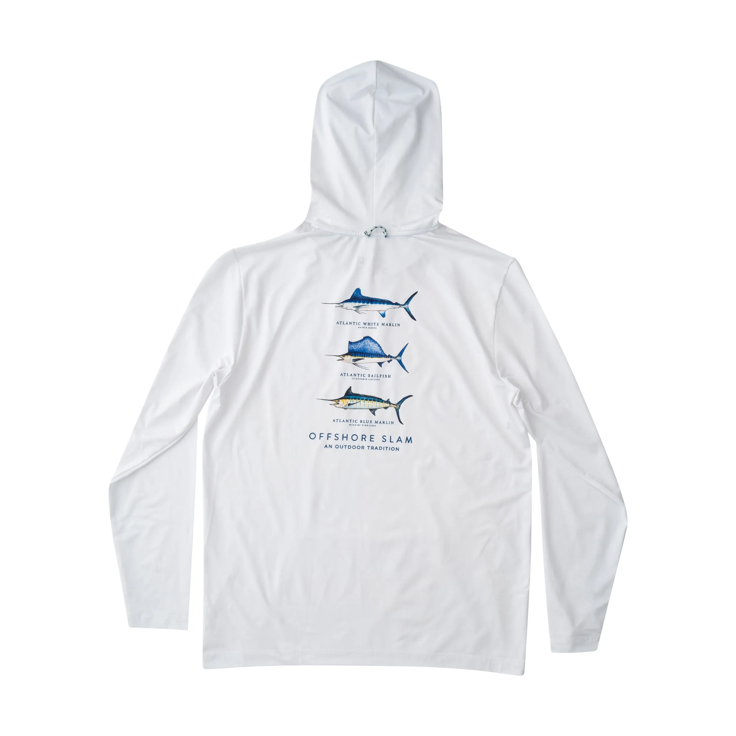 Mens Long Sleeve Pro Performance Fishing Hoodie T-shirt in Bright White