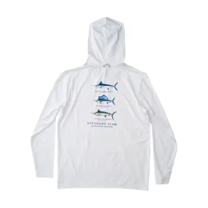 Mens Long Sleeve Pro Performance Fishing Hoodie T-shirt in Bright White