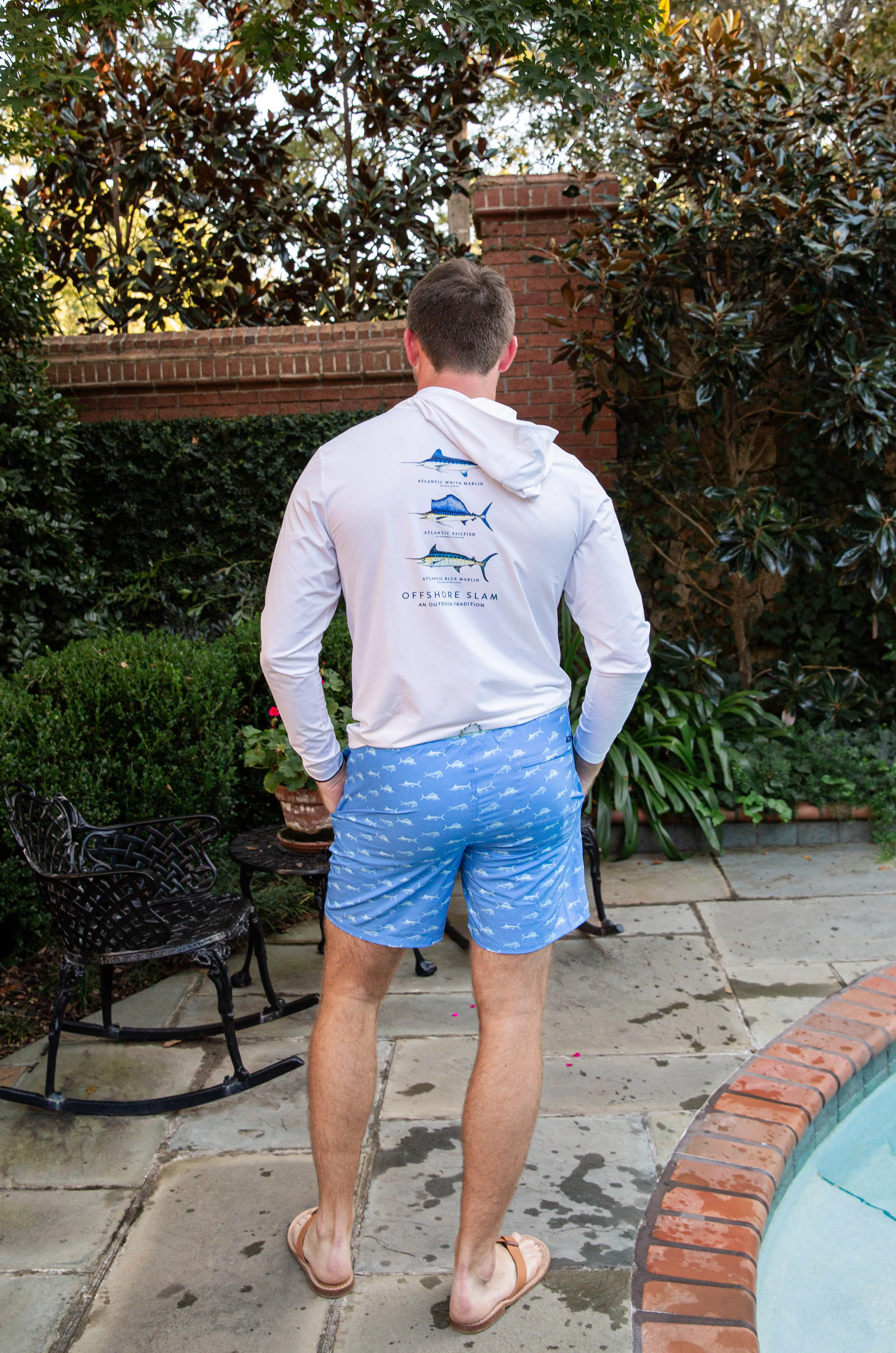 Mens Long Sleeve Pro Performance Fishing Hoodie T-shirt in Bright White
