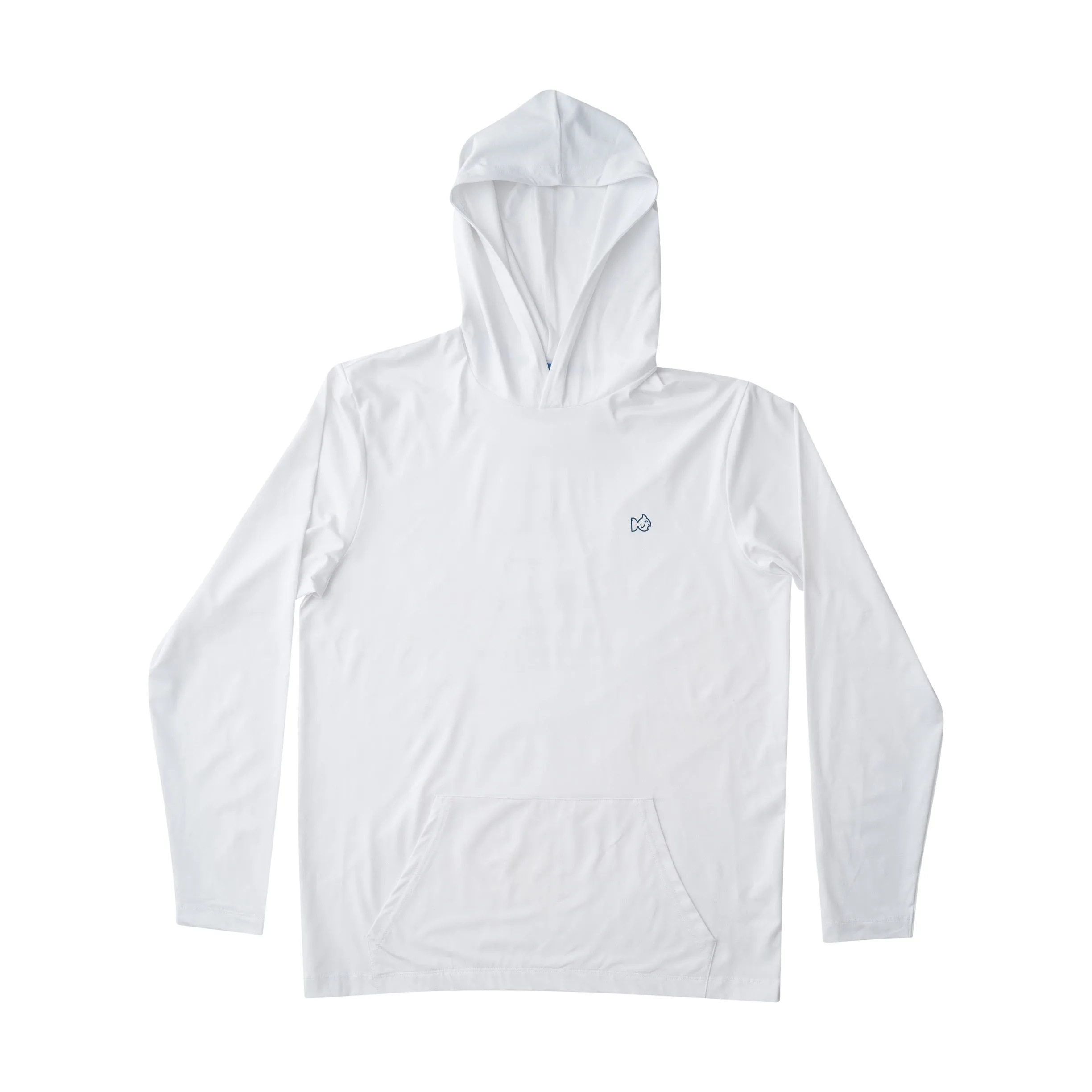 Mens Long Sleeve Pro Performance Fishing Hoodie T-shirt in Bright White