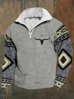 Men's western ethnic style printed casual sweatshirt