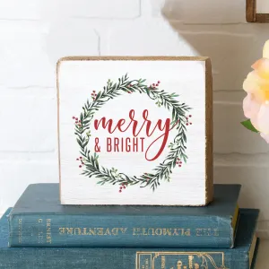 Merry   Bright Decorative Wooden Block