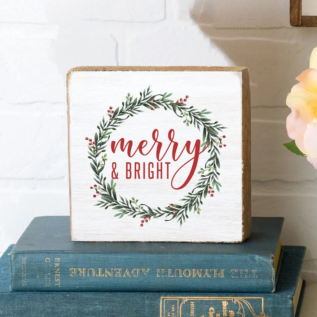 Merry   Bright Decorative Wooden Block