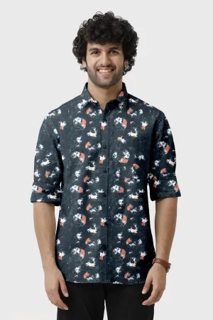 Miami - Blue Printed Casual Shirts for Men | Ariser