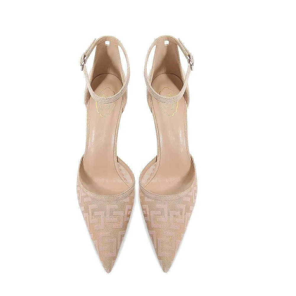 Monogram Detailed Ankle Strap Heels