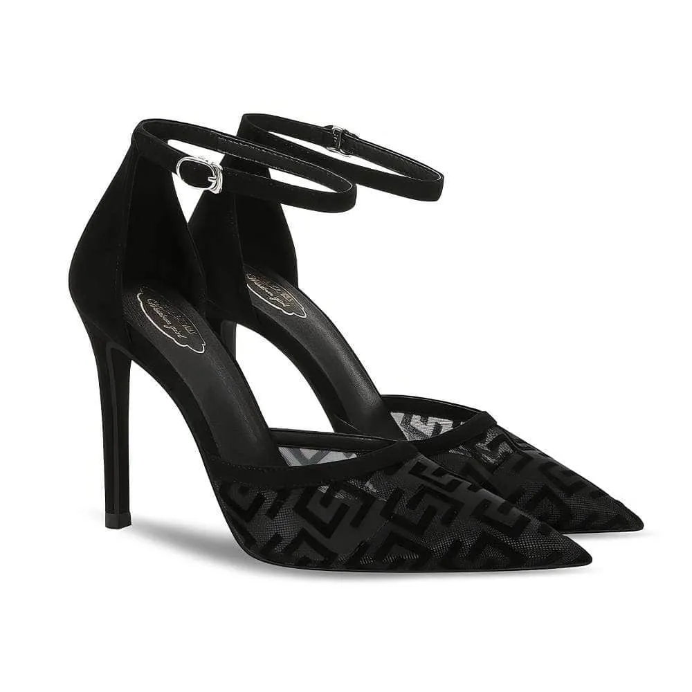 Monogram Detailed Ankle Strap Heels