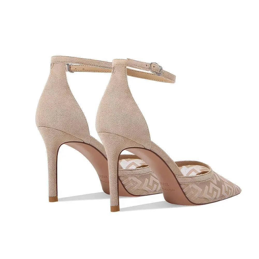 Monogram Detailed Ankle Strap Heels