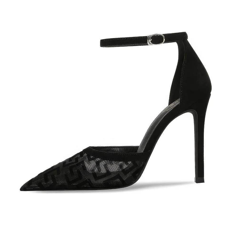 Monogram Detailed Ankle Strap Heels