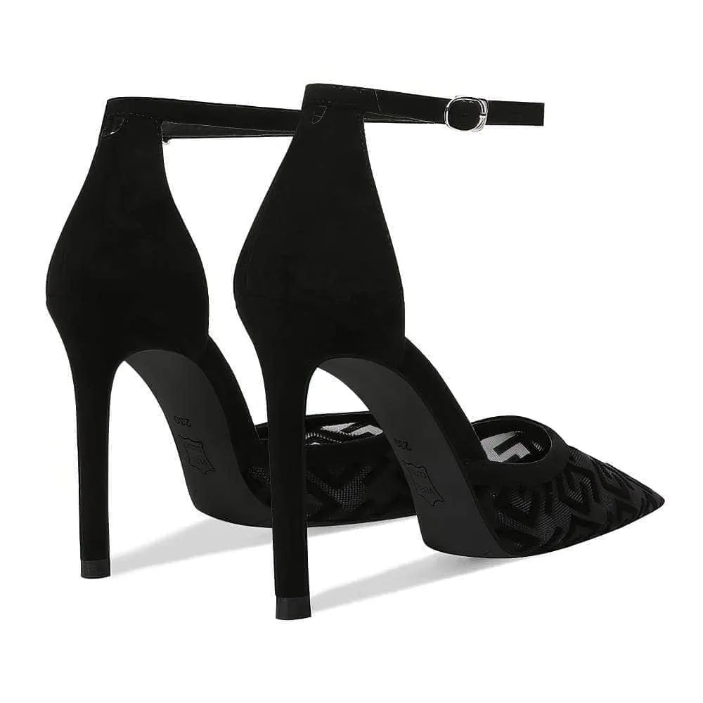 Monogram Detailed Ankle Strap Heels