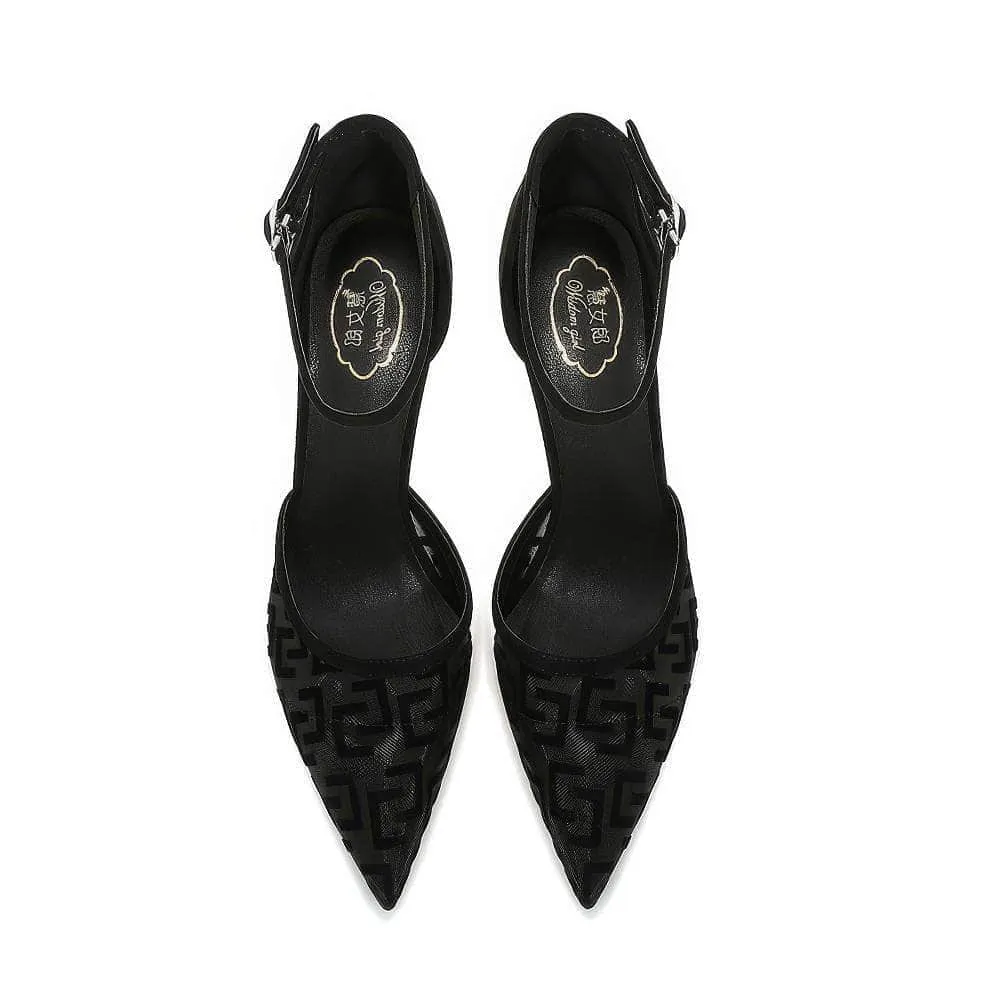 Monogram Detailed Ankle Strap Heels