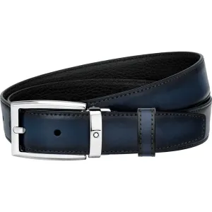 Montblanc 30mm Sandy buckle belt adjustable reversible black/blue 123899