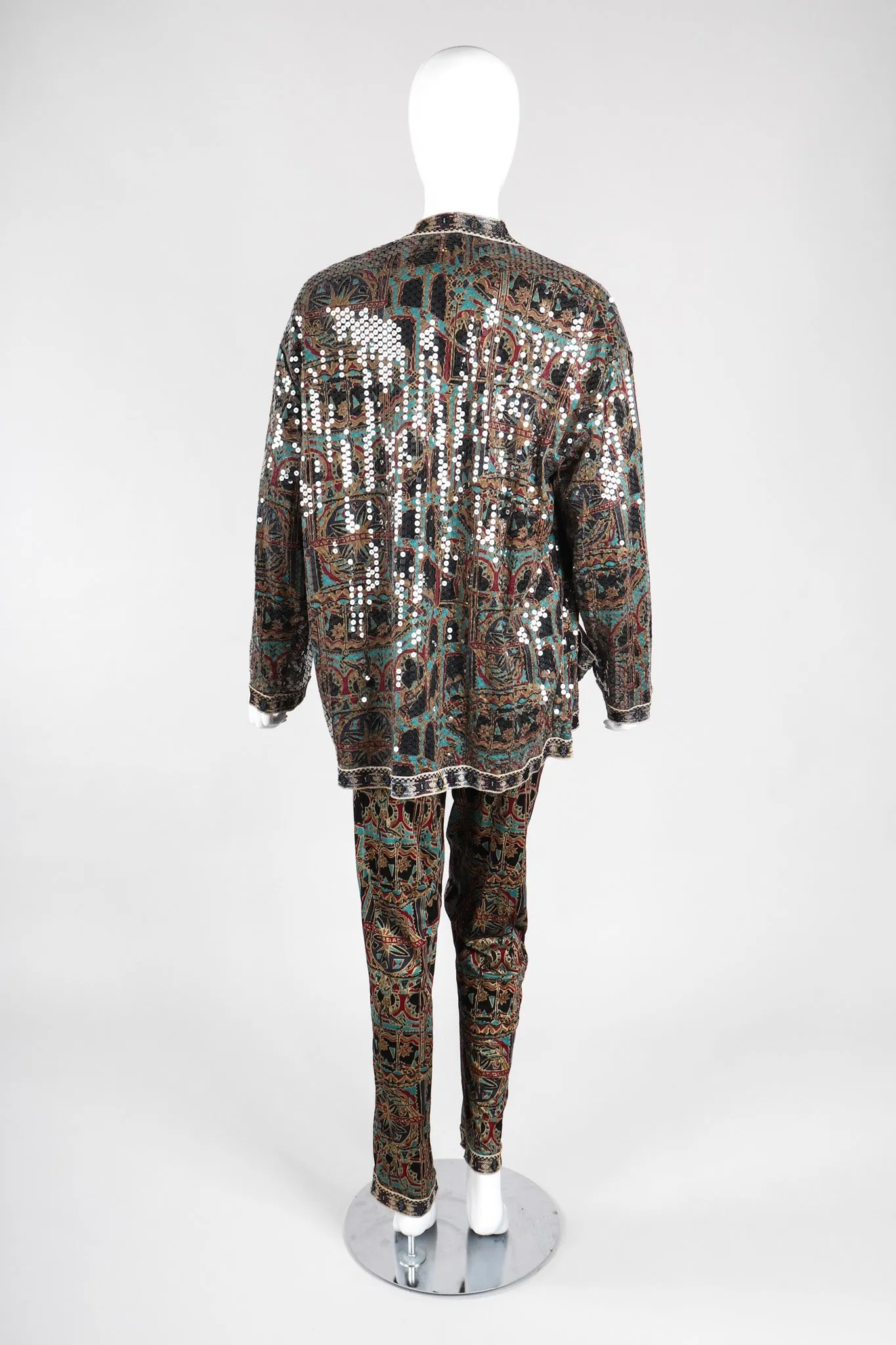 Moroccan Print Sequin Silk Leisure Set