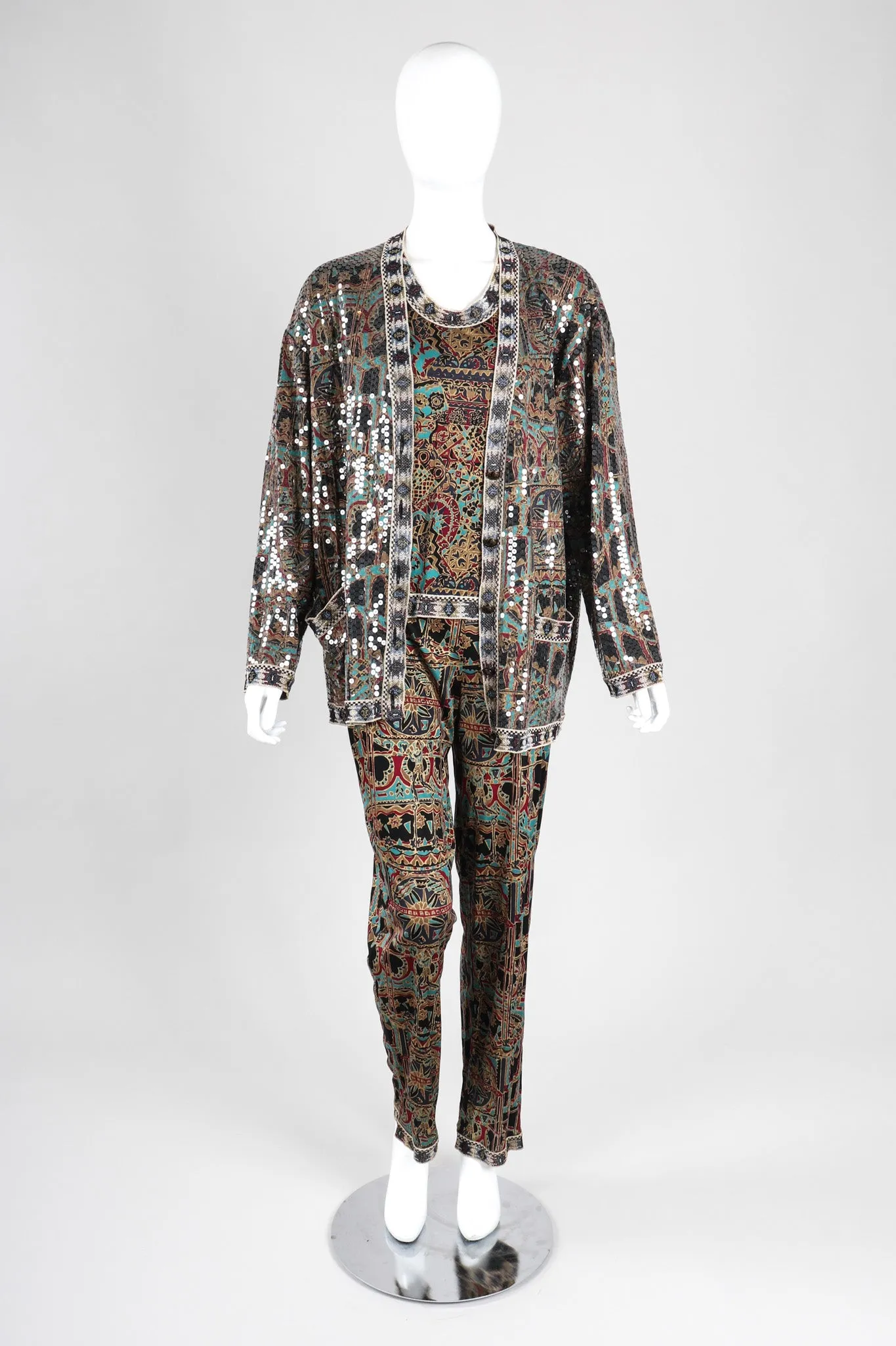 Moroccan Print Sequin Silk Leisure Set