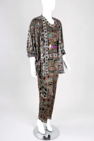 Moroccan Print Sequin Silk Leisure Set